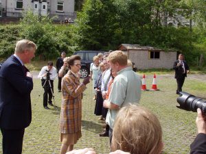 Princess Anne talks to some of the organisers of the Cydcoed Project